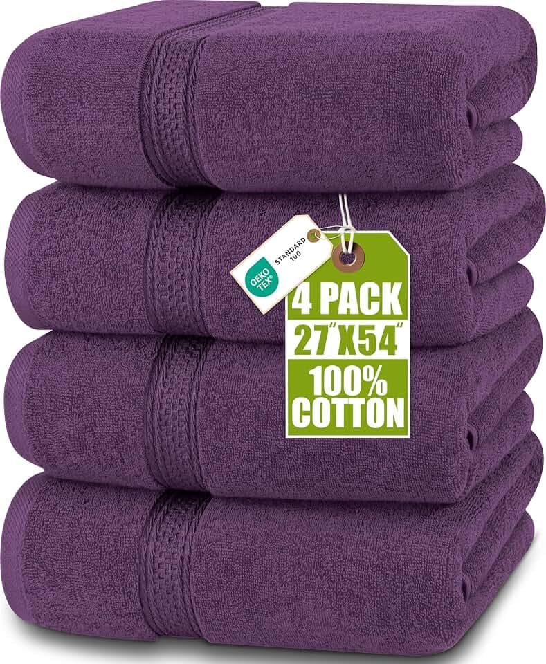 Utopia Towels 4 Pack Premium Bath Towels, 27x54 in, 600 GSM Cotton Plum