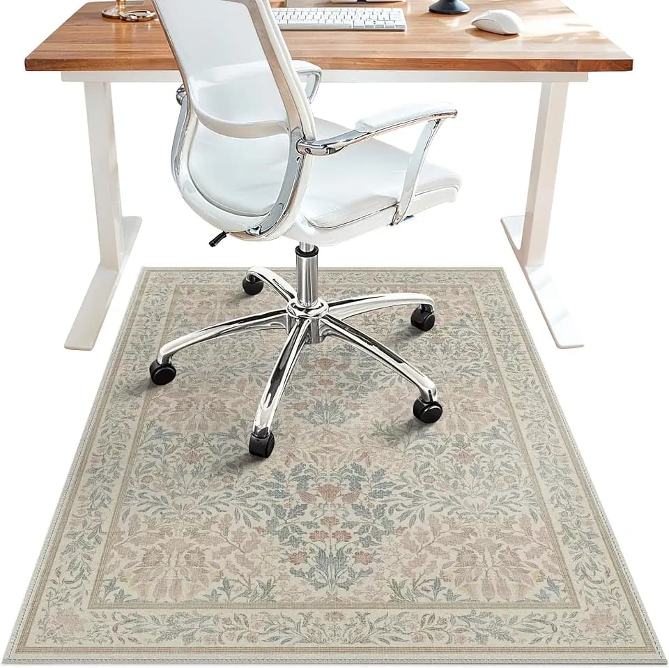 36"x48" Office Chair Mat for Hardwood Floor, Non-Slip Washable Beige Pink