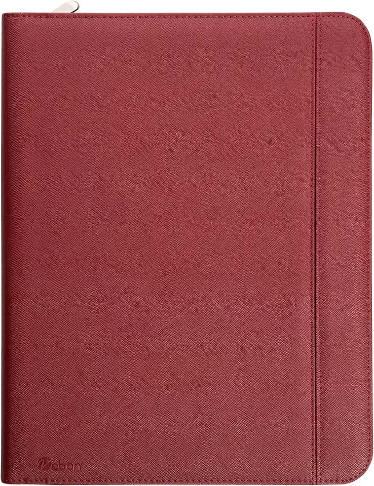 Vebon® Schreibmappe A4 Berlin mit Reißverschluss & Ringbuch, Rot