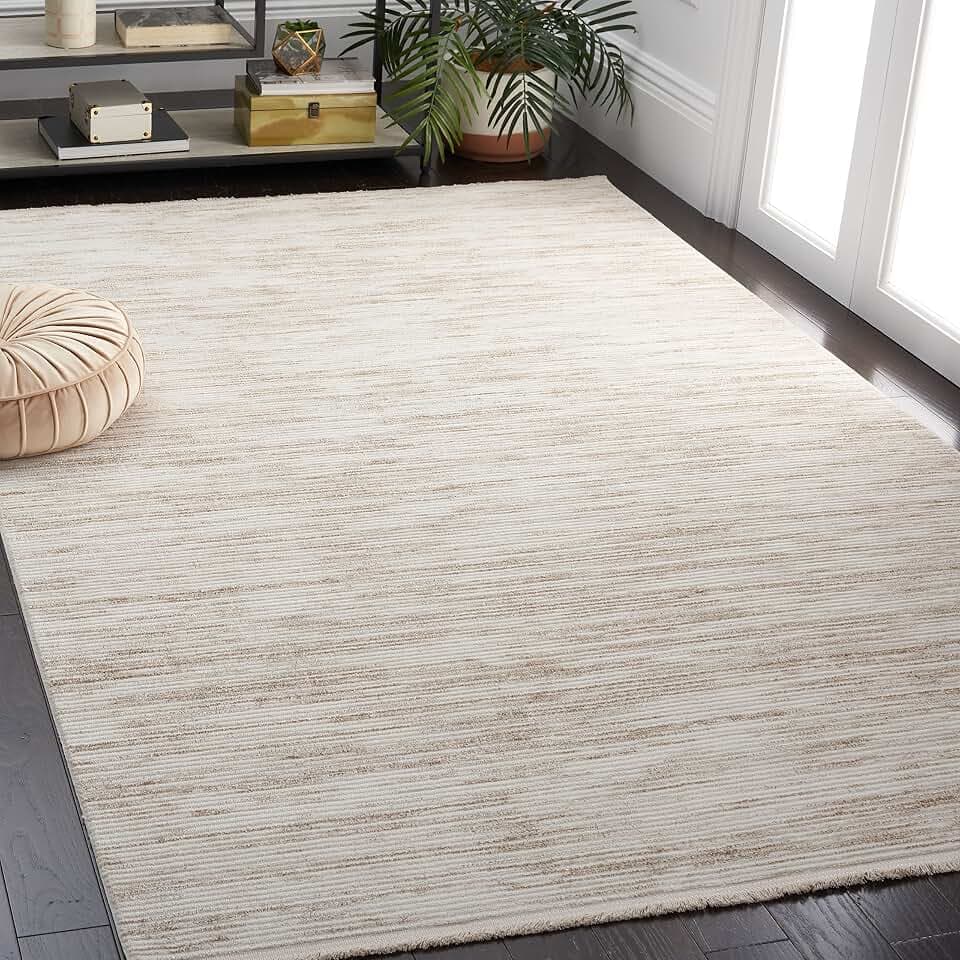 SAFAVIEH Geometrisch Teppich für Wohnzimmer, Esszimmer, Schlafzimmer - Whisper Collection, Kurzer Flor, Elfenbein, 152 X 229 cm