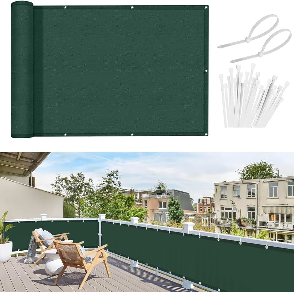 Sunnylaxx 80x600cm Balkon Sichtschutz Grün Mit Kabelbinder