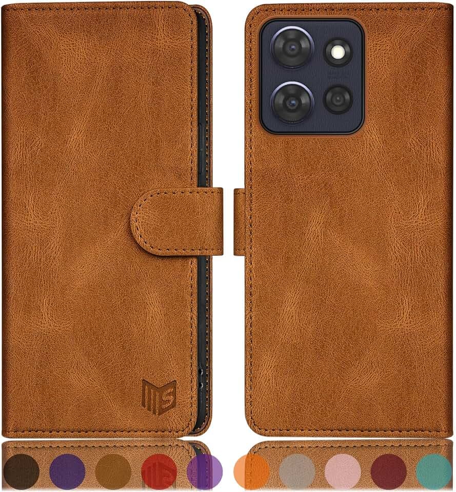 SUANPOT Compatible with Moto G Power 2026/Power 2025/Play 2025 Wallet case with RFID Blocking Credit Card Holder,Flip Book PU Leather Protective Cover Women Men for Power 2026 Phone case Light Coffee