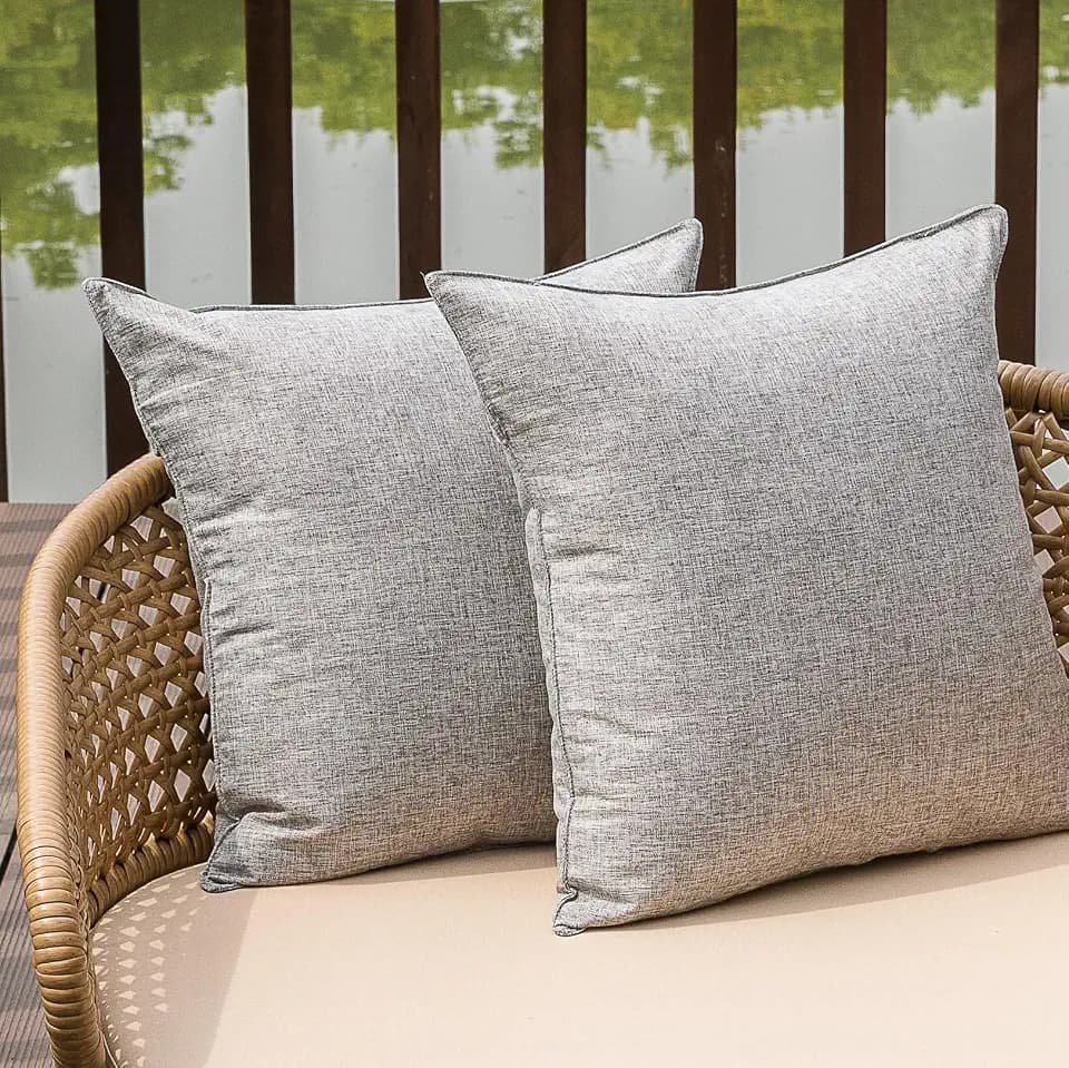 NiNi ALL Waterproof Outdoor Pillow Covers 24x24 Set of 2 Patio Grey