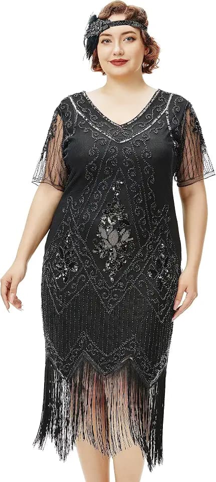 BABEYOND Plus Size Flapper Dress 1920s Great Gatsby Costume Cocktail