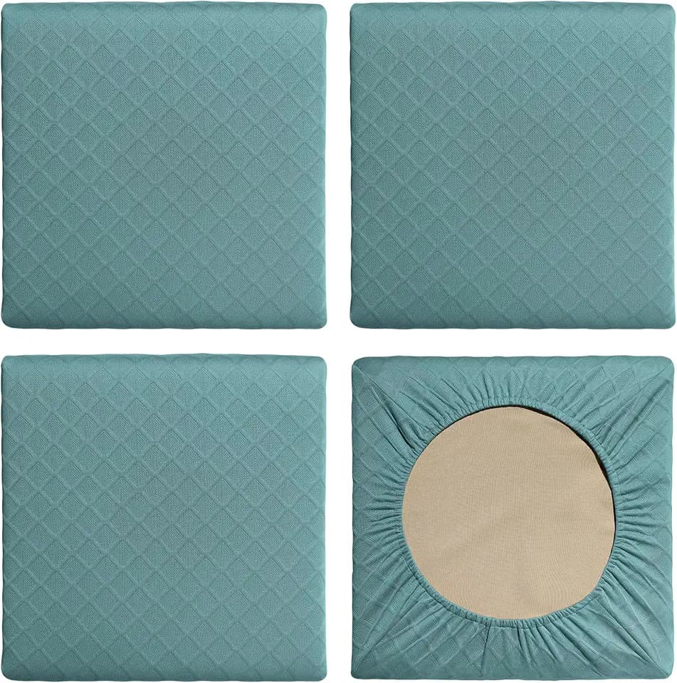 Arden Elastic Cushion Cover, Seat Cushion, 4-Pack, Peacock Blue Green