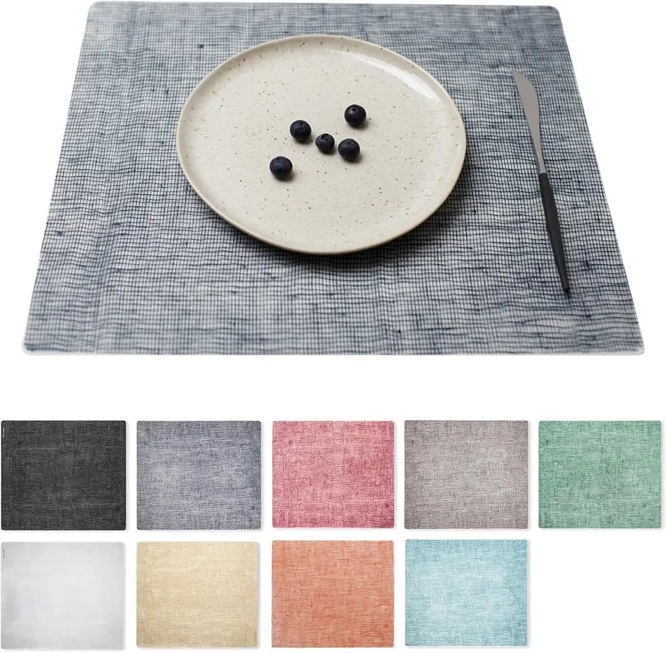 14 x 16 Rectangular Silicone Placemat, Linen Print in Denim, 1 Count