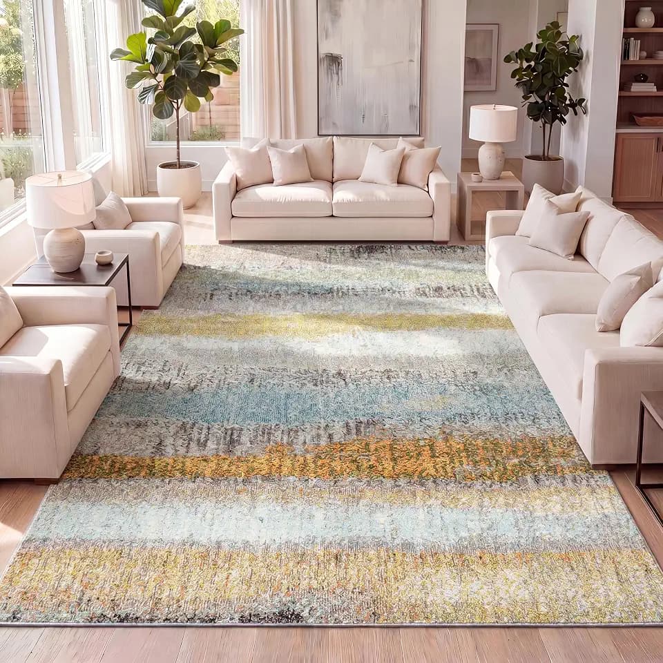 JONATHAN Y Modern Abstract Vintage Cream/Yellow Indoor Area Rug, 5x8, Contemporary POP, Transitional, Easy-Cleaning for Living Room, Bedroom, Kitchen, Pet Friendly, Non-Shedding (CTP105A-5)