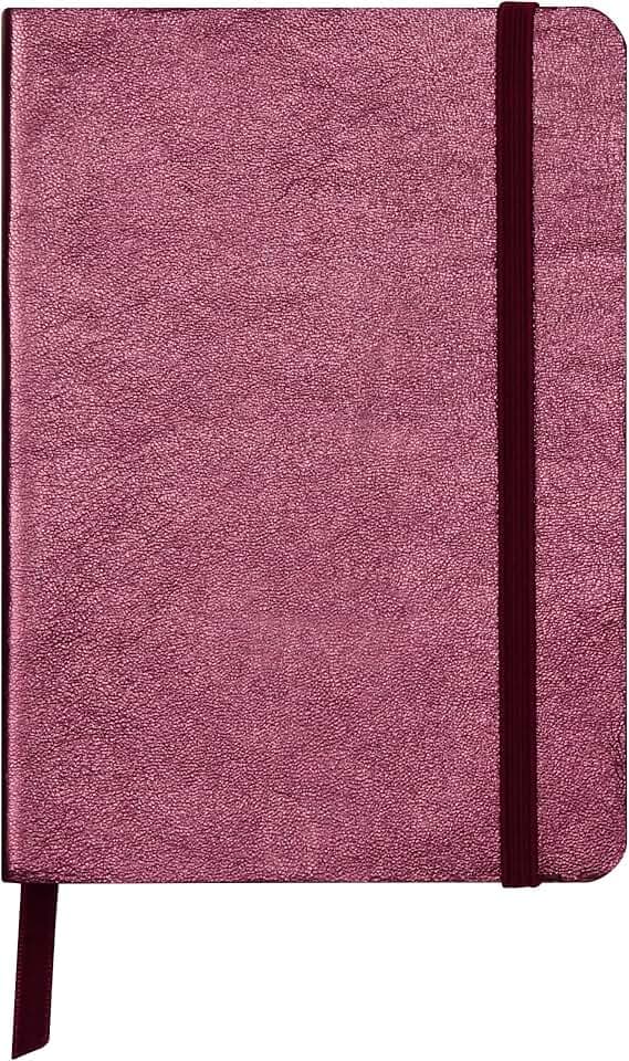 Clairefontaine 400090C Notizbuch (mit Perlmutt-Effekt mit Softcover aus Leder, DIN A6, 10,5 x 14,8cm, 72 Blatt, blanko, Gummizugverschluß, Lesezeichen) 1 Stück kirschrot