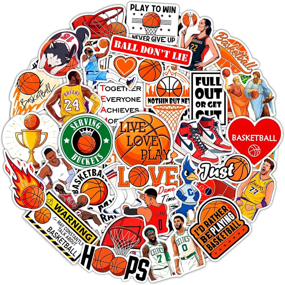 100Pcs Basketball Stickers for Water Bottle, Laptop - Basketball, Party Supplies & Decorations, Gifts for Men & Women
