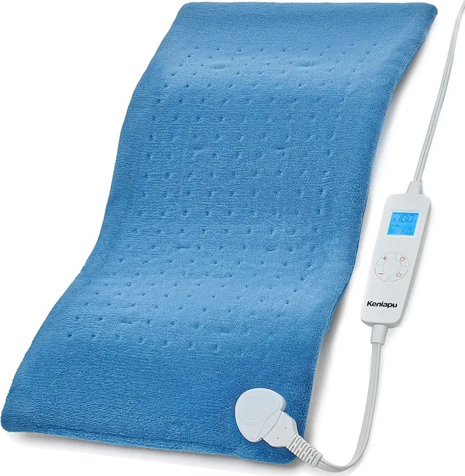 Large Electric Heating Pad for Back, Shoulder, Neck Pain and Cramps Relief - Soft Comfy Fabric Cushion Heat Pad with Auto Shut Off – Hot Quick Heated Pad - 6 Heat Level and 3 Timer Settings [12"x24"]