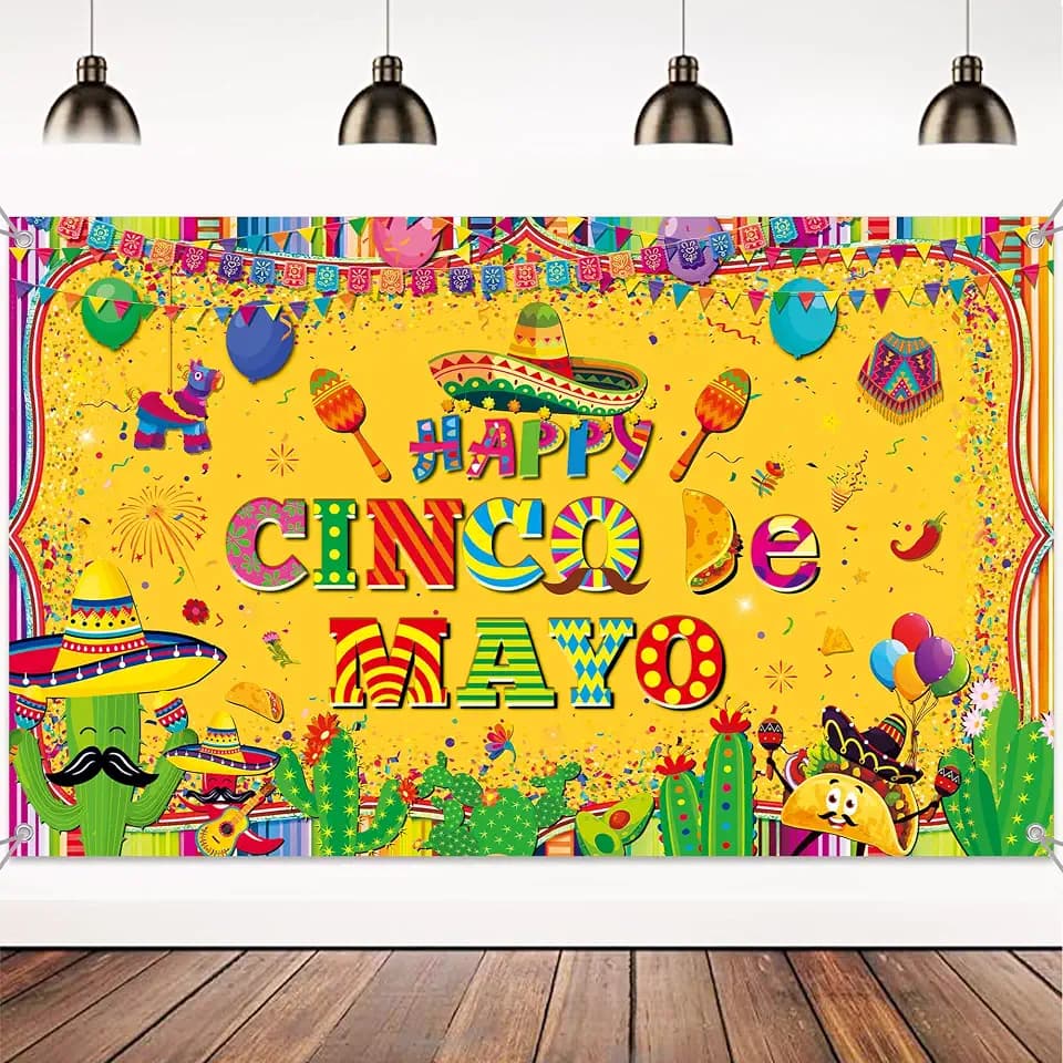 Cinco De Mayo Mexico Backdrop - 6x3.6ft Mexican Fiesta Banner Background 5 De Mayo Decorations Taco Party, Photo Booth Props for Indoor Outdoor Festival Carnival Holiday Supplies