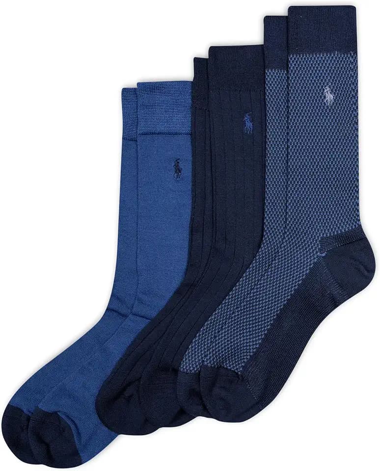 Polo Ralph Lauren Men's Super Soft Birdseye Dress Crew Socks (3-Pack)