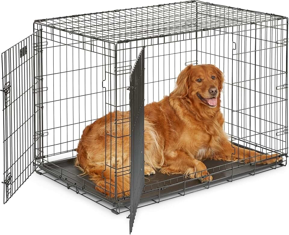 MidWest Homes for Pets iCrate Hundebox, klappbar, mit 2 Türen, Trennwand, auslaufsichere Bodenwanne, sichere Riegel, Metalldraht, große Rassen, tragbar, robust, leichter Aufbau, 106 cm