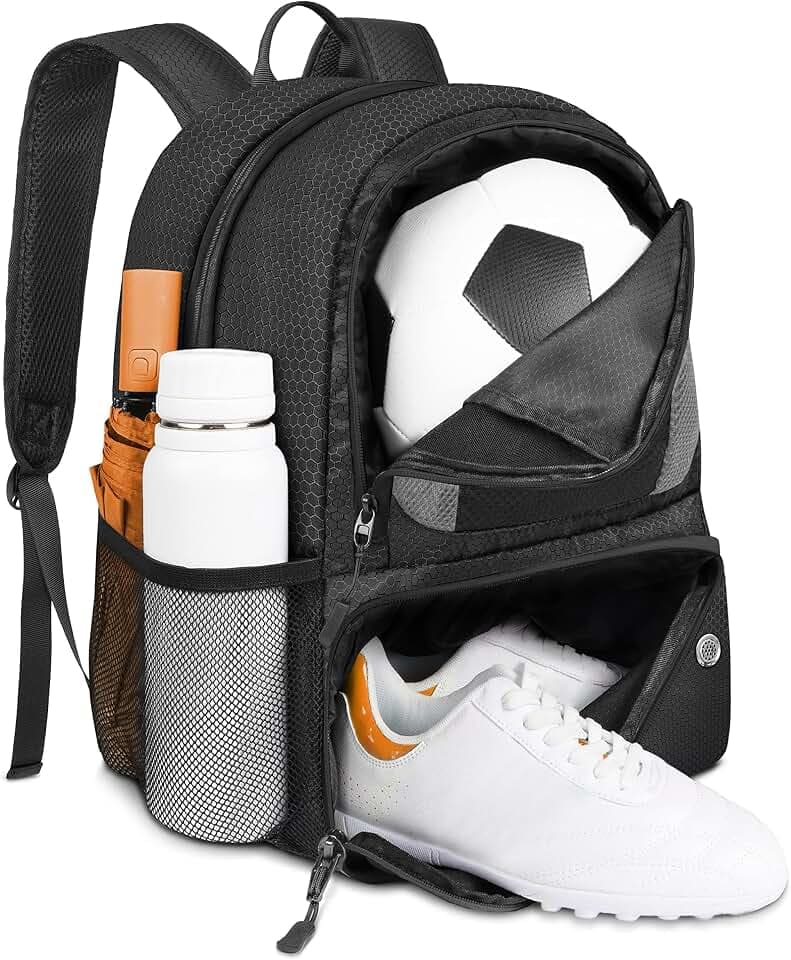 YOREPEK Soccer Backpack, Soccer Bag with Ball Holder and Shoe Compartment