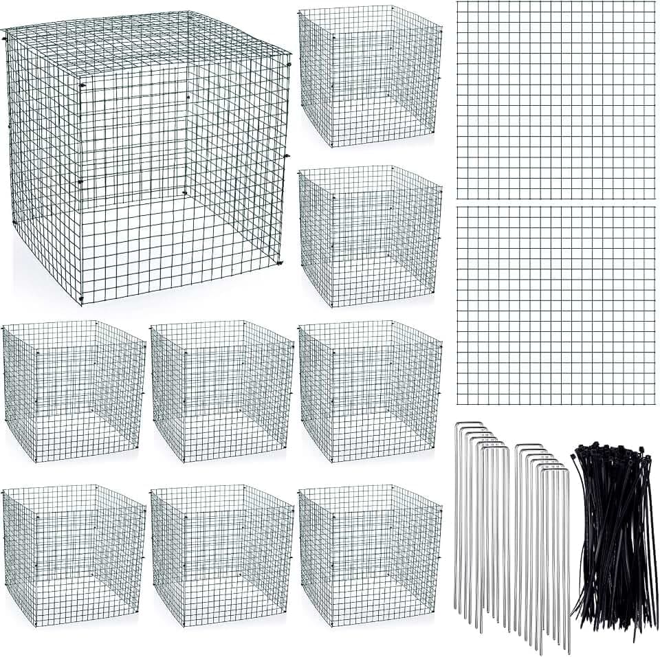 Zubebe 10 Pack Small Wire Plant Protectors Mesh, Thickness 1mm, Dark Green