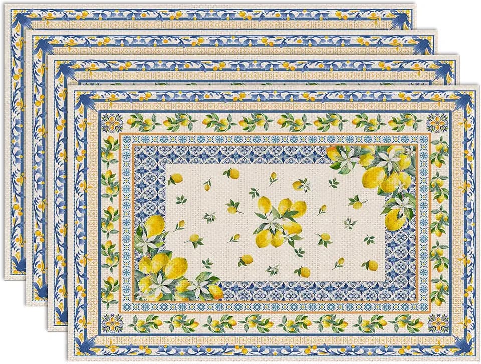 Lemon Place Mats Set of 4 12x18 inch for Dinning Table