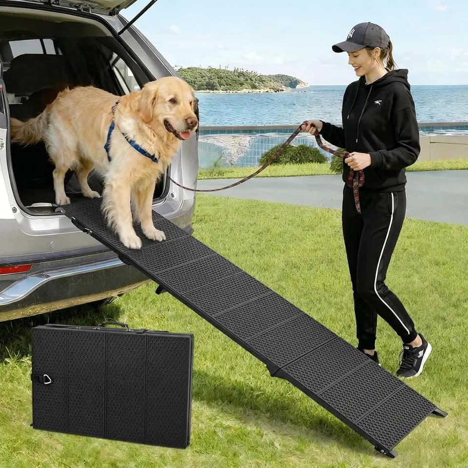 Dog Ramp for Car 71" X 17.6" Extra Long Folding Aluminum Pet Ramp for Large Dogs up to 250 LBS, Portable Waterproof Dog Ramps for SUV Truck Cars