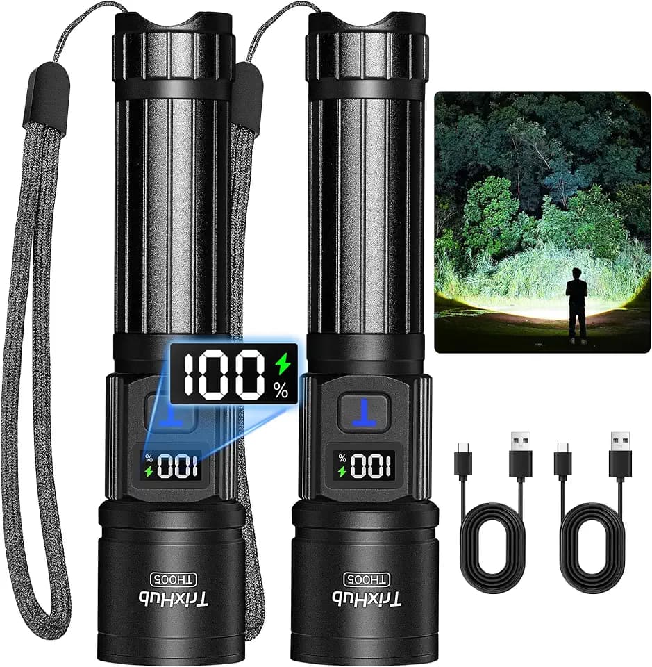TrixHub Rechargeable Flashlights 2 Pack Super Bright High Lumens Flashlight