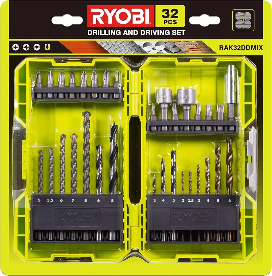 RYOBI Gemischtes Bohrer und Schraubendreher-Bits Set RAK32DDMIX, 32-teilig