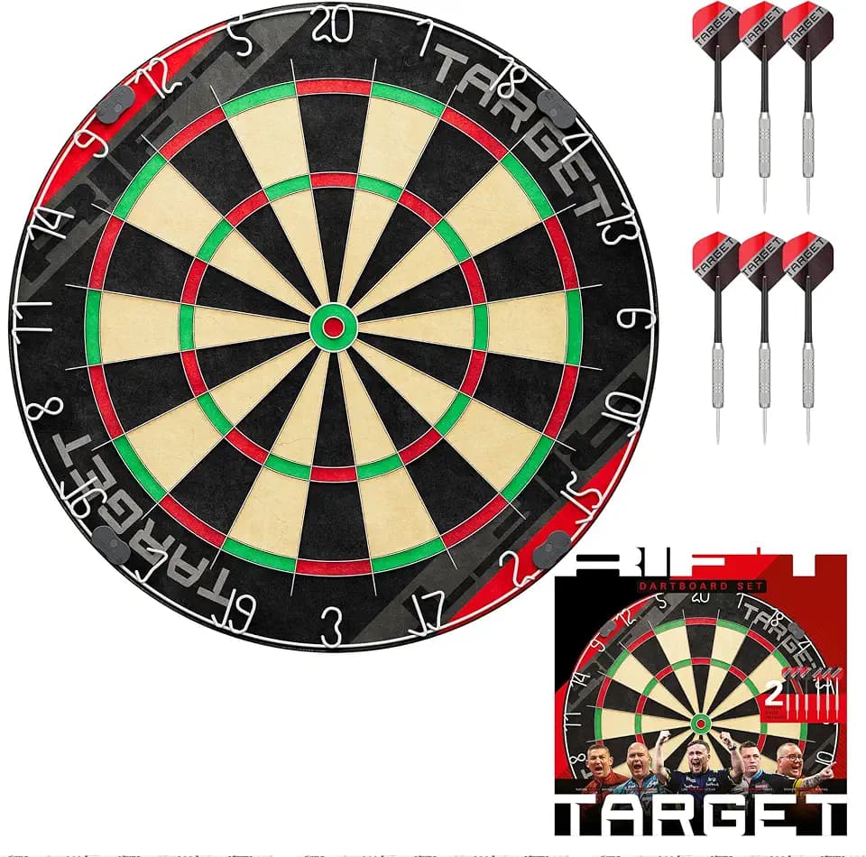 Target Darts Rift Dartboard Set | Steel Tip Dart Board | Staple-Less Wire | Includes Two Sets of 17G Darts | Complete Starter Set | Includes 1 Month of DartCounter App