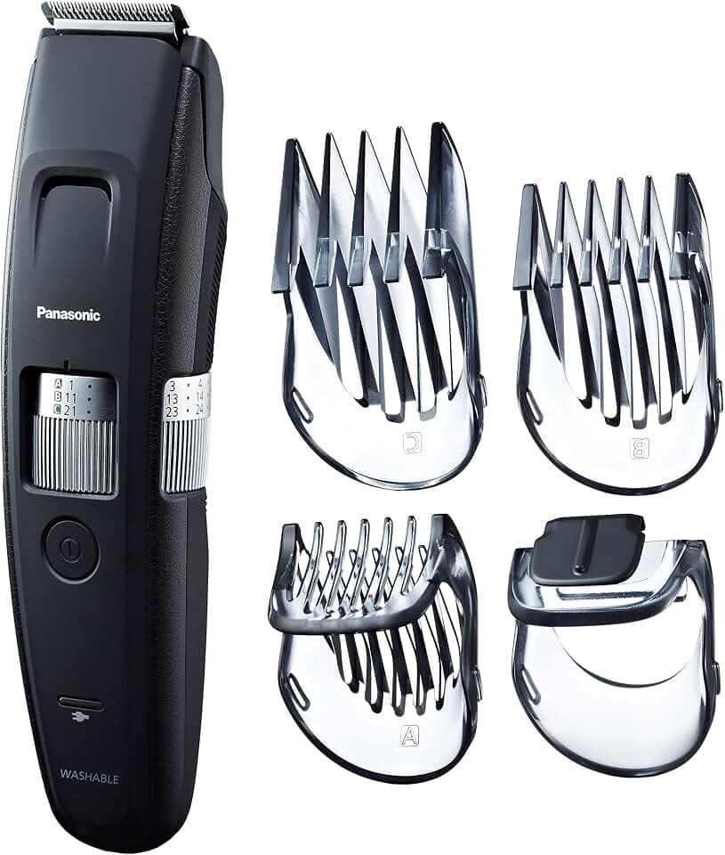 Panasonic ER-GB96 Bartschneider, 58 Längeneinstellungen 0,5-30mm, Hochdrehmotor, 4 Aufsätze, Detailschneider, IPX7 Waschbar, 50 Min Kabellos