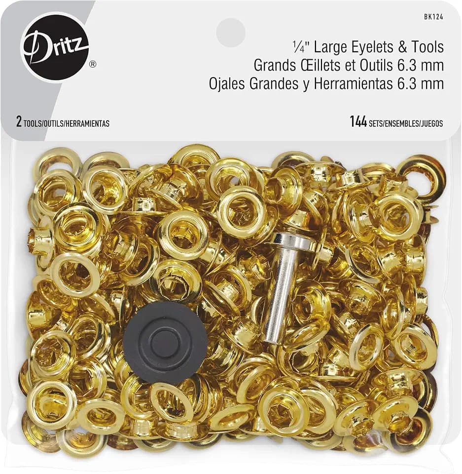 Dritz 1/4" Large Eyelets & Tools, Brass, 144 Sets