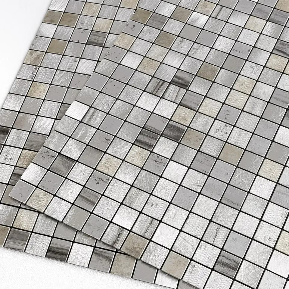 Mosaikfliesen Selbstklebend Metall Klebefliesen Grau 10 Stück