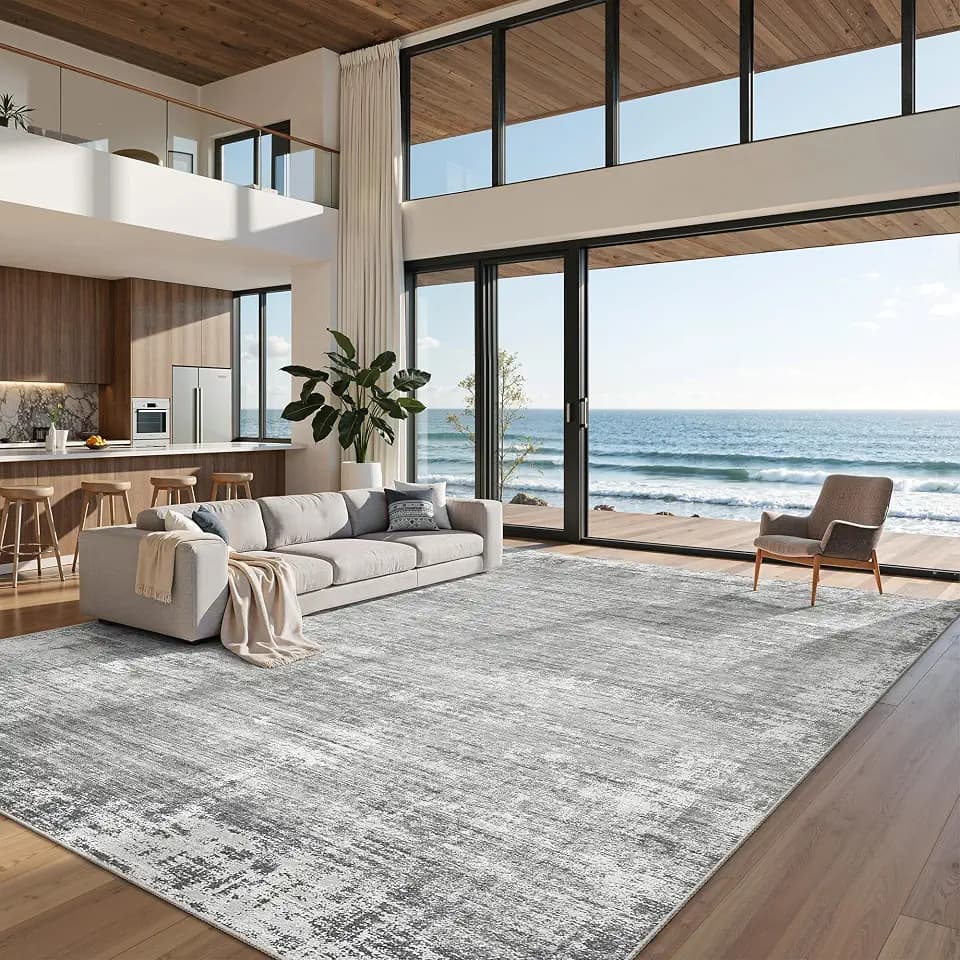 zesthome 9x12 Area Rug for Living Room, Modern Abstract Washable Rug Grey