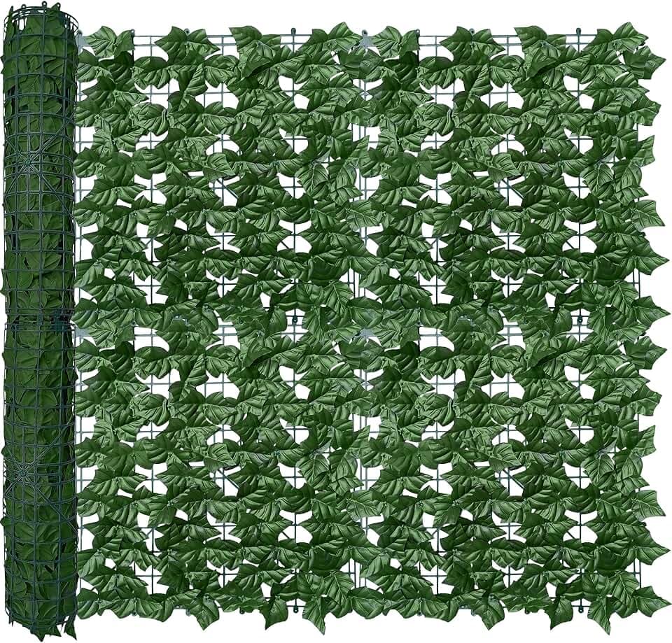 ODTORY Artificial Ivy Privacy Screen Fence Panel, Green 40 X 120 in