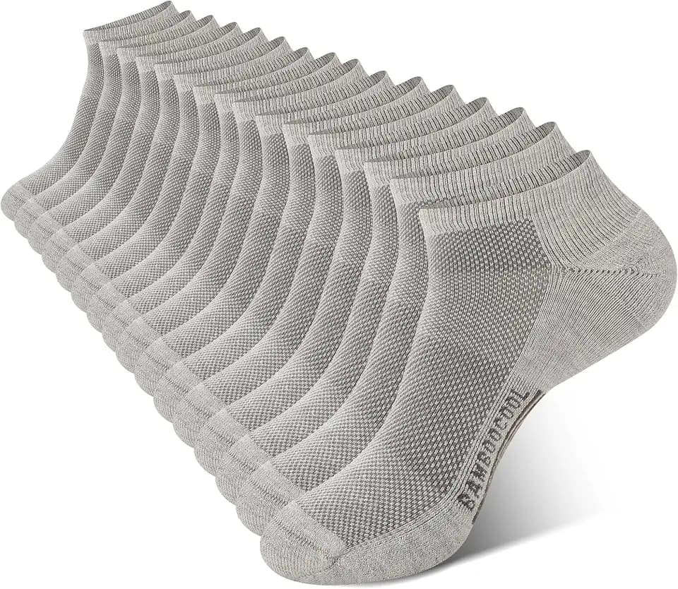 BAMBOO COOL Men's Athletic Ankle Socks Moisture Wicking, Anti-Odor Breathable Running Mesh Socks Arch Support, 8 Pack