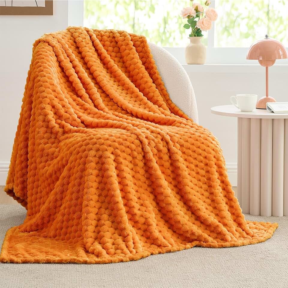 BEDELITE Fall Throw Blanket for Couch, Soft Gifts for Women, Orange, 50*60