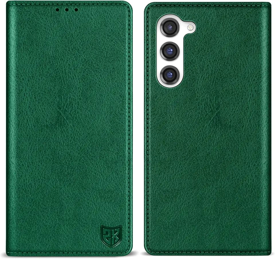ZZXX for Samsung Galaxy S23 Wallet Case Strong Magnetic 6.1 inch,Green