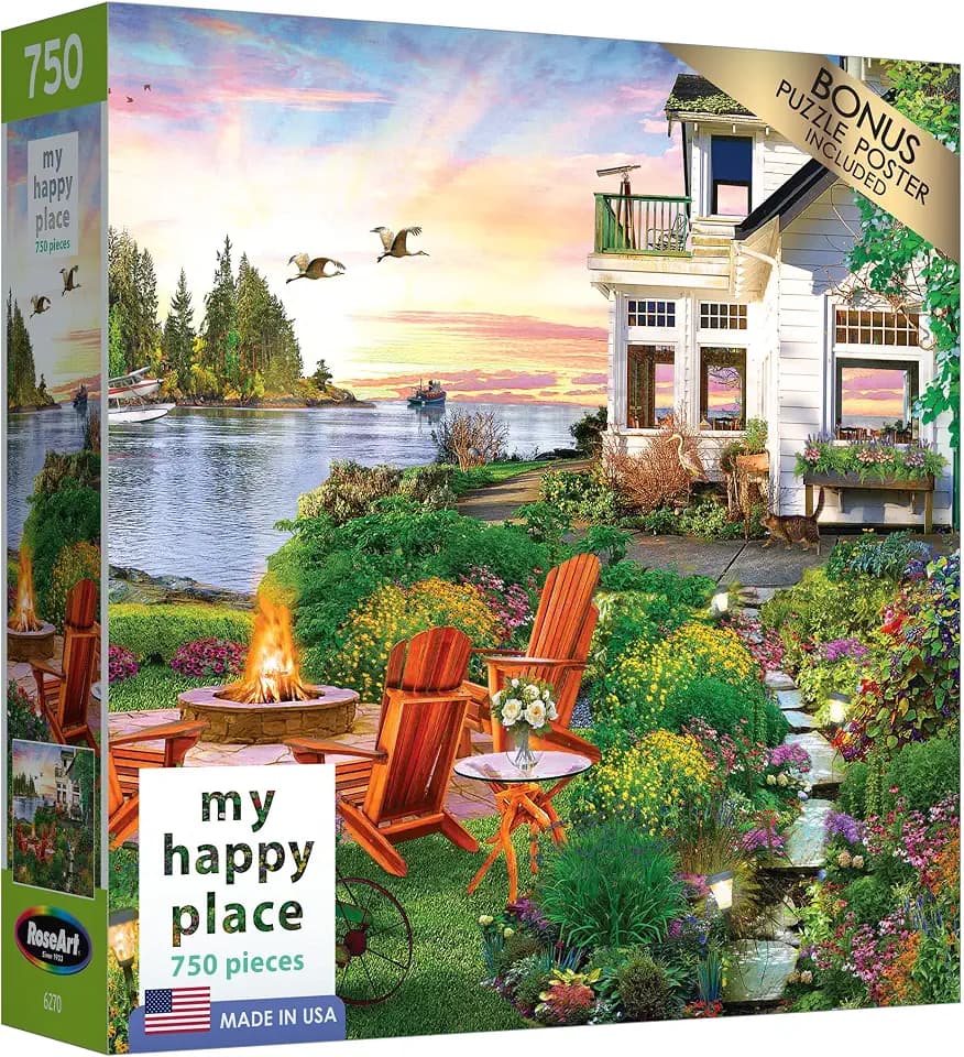RoseArt - My Happy Place-Harbor House-750 Piece Jigsaw Puzzle for Adults