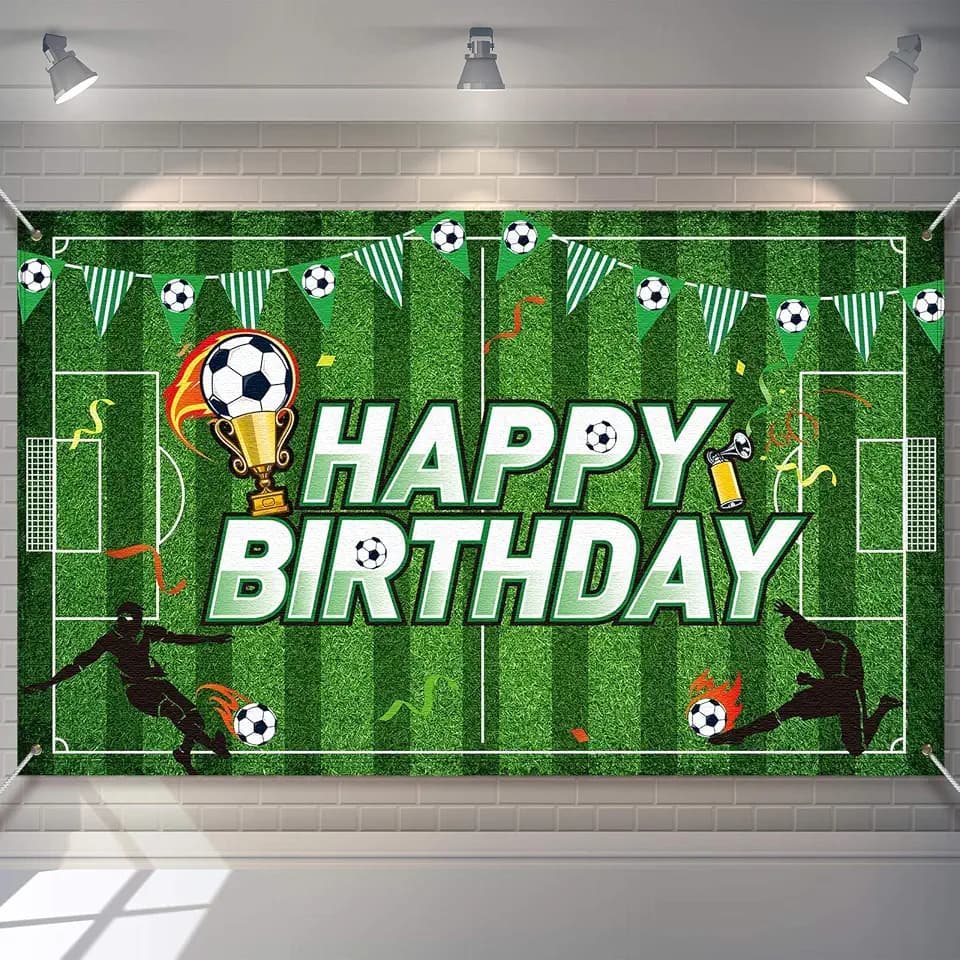 Fußball Geburtstagsfeier Hintergrund Fußballfeld Foto Hintergrund Fußball Thema Geburtstag Party Dekoration Foto Stand Requisiten für Kuchen Tisch Dekoration, 5,9 x 3,6 Feet