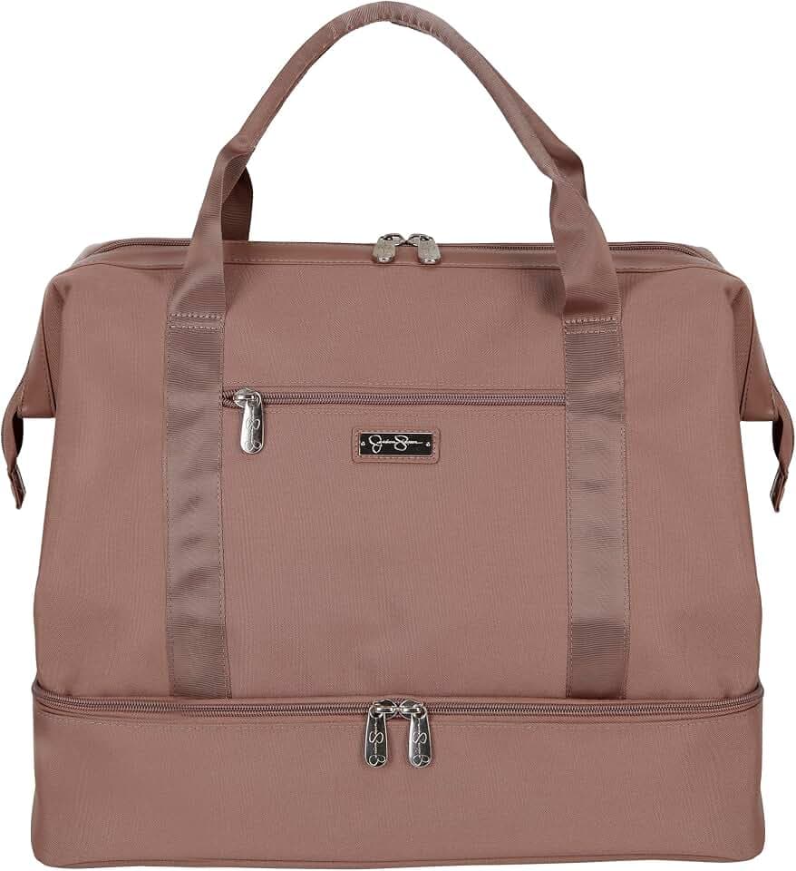 Jessica Simpson Countryside Weekender Duffel 100% Polyester Drop Bottom Bag, Mocha Mousse