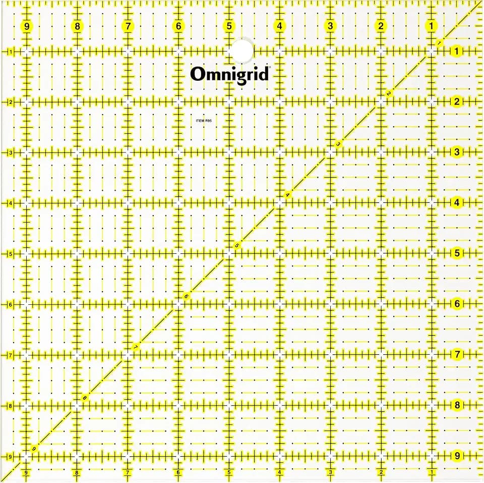 Omnigrid 9-1/2" x 9-1/2" Square Quilting and Sewing Ruler