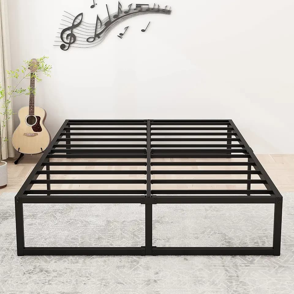 Lutown-Teen 14 Inch Full Size Bed Frame with Heavy Duty Steel Slat Support