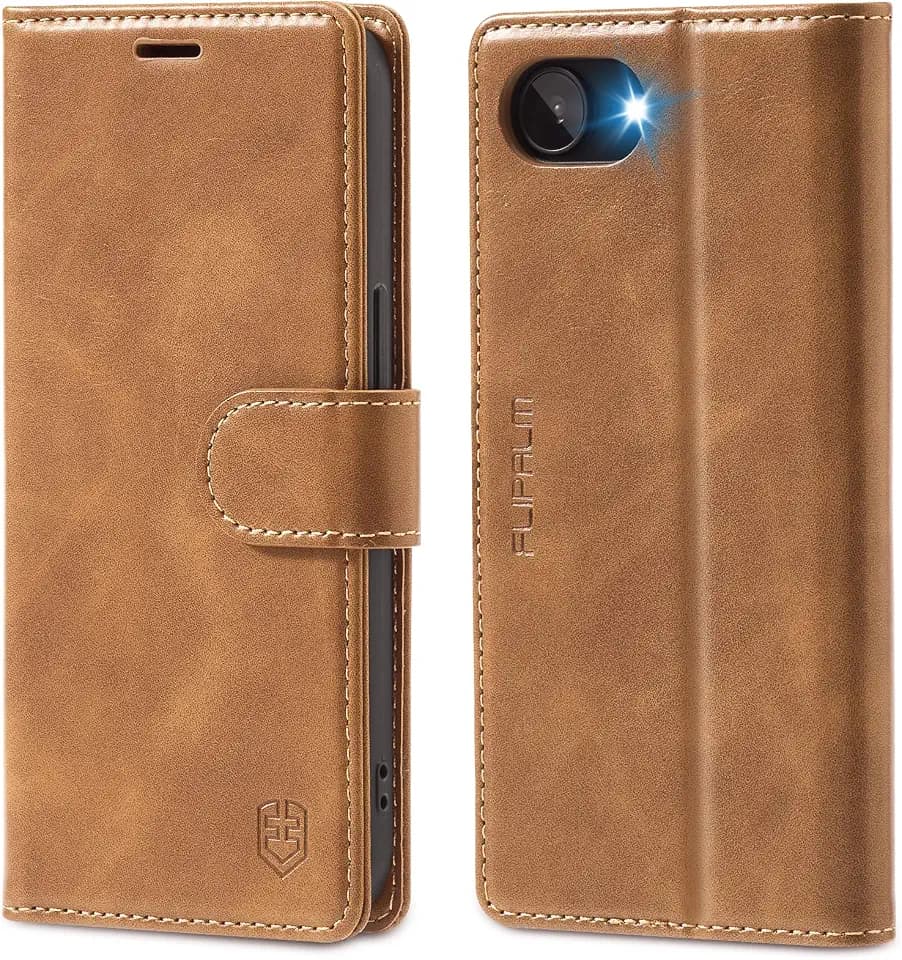 FLIPALM Card Holder Wallet Case for iphone 17e, Grayish-brown