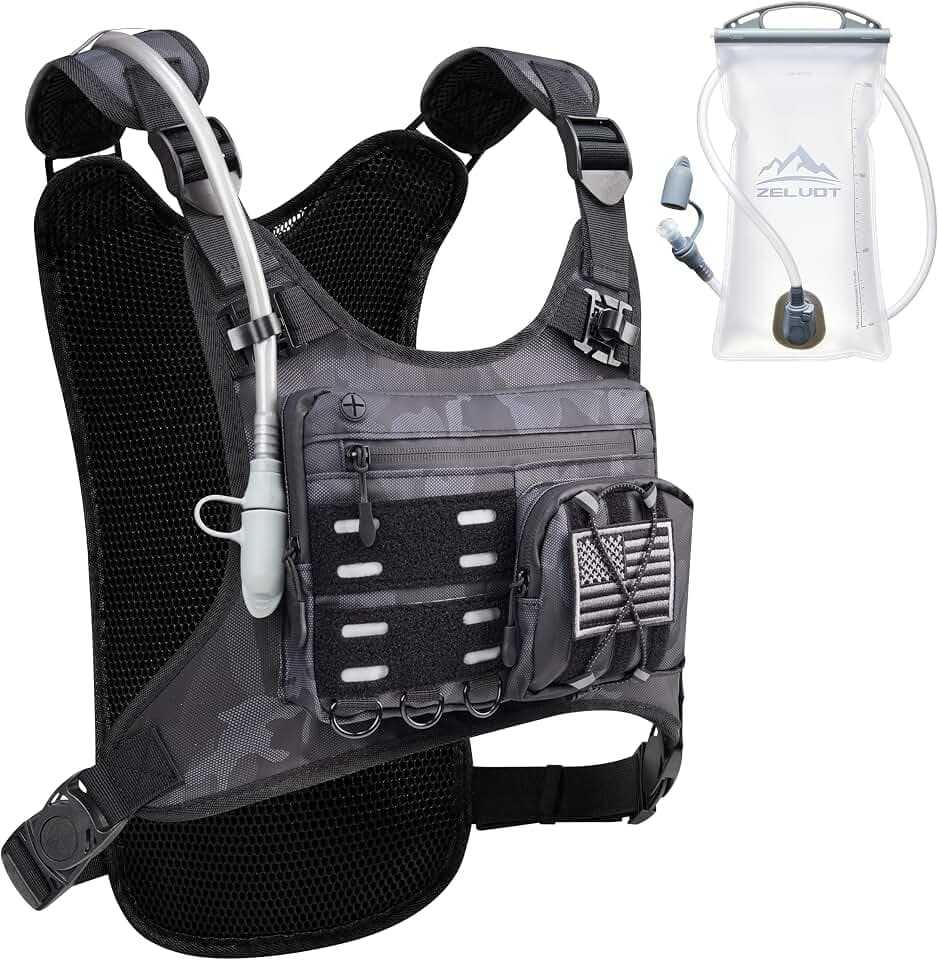 Zelvot Running Vest with 2L Water Bladder, Hydration Backpack, U.S. Design Patent, Lightweight Hydration Pack with Gear Holder, Reflective Chest Pack for Men Women