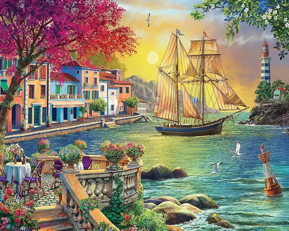 Springbok Oceanside Sunset 1000 Piece Jigsaw Puzzle for Adults - Unique Cut Pieces - Made in USA