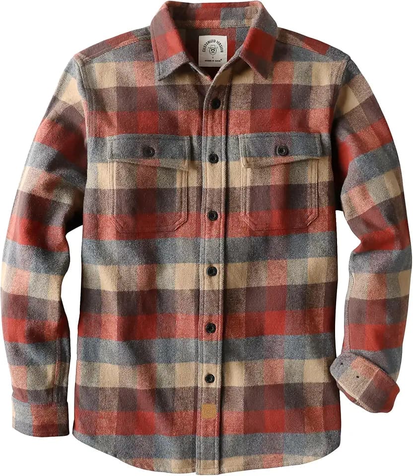 Dubinik® 13 oz Extra Schwe Flanellhemd Herren Langarm Warm Baumwolle Knopf