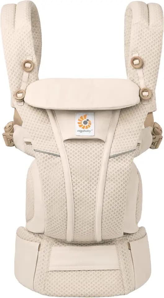 Ergobaby Omni Breeze Babytrage für Neugeborene ab Geburt bis 20kg, 4 Positionen SoftFlex Mesh Ergonomische Babybauchtrage Rückentrage Baby-Tragetasche, Natural Beige
