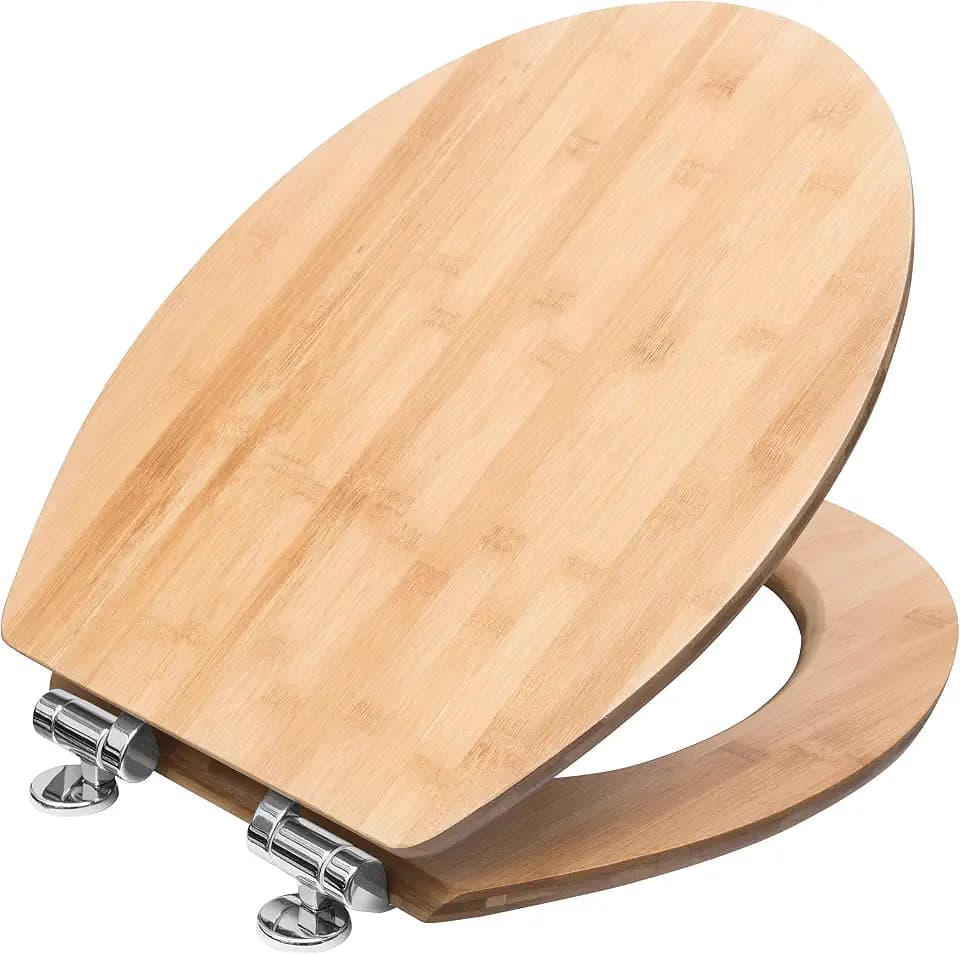 Cornat WC-Sitz "Ligna" - Hochwertiges Echtholz - Bambus - Absenkautomatik - Komfortables Sitzgefühl - Edle Holz-Optik passt in jedes Badezimmer / Toilettensitz / Klodeckel / KSLIGBSC