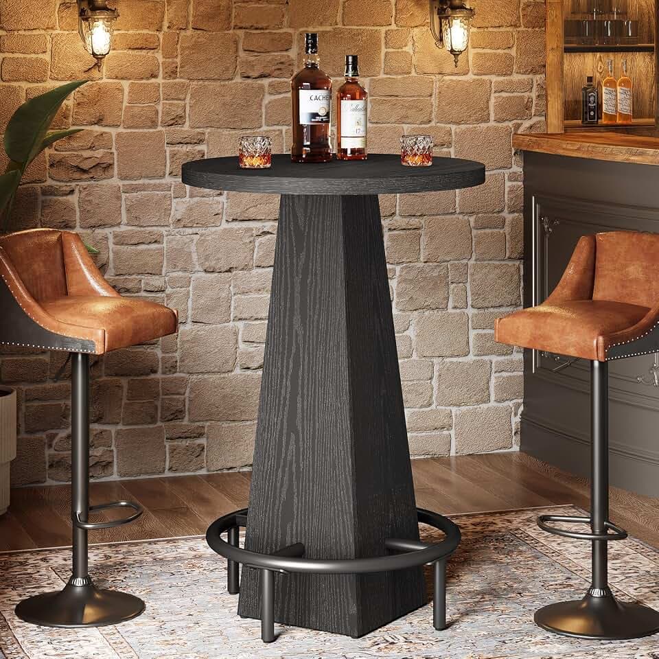 Tribesigns Bistro Pub Table, 37.4" High Round Bar Table for Small Bars