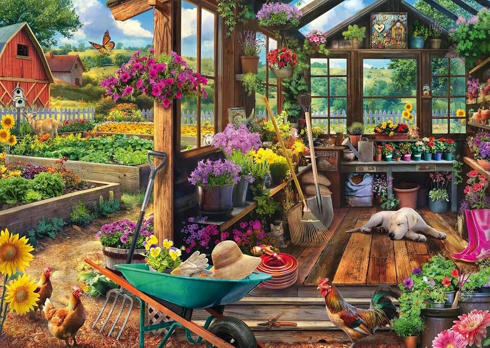 Schmidt 58632 Puzzle Gartenhaus, 1000 Teile