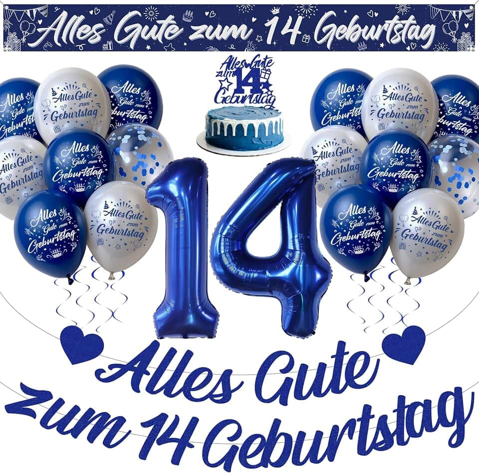 Deko 14 Geburtstag Junge Blau, Alles Gute zum 14. Geburtstag