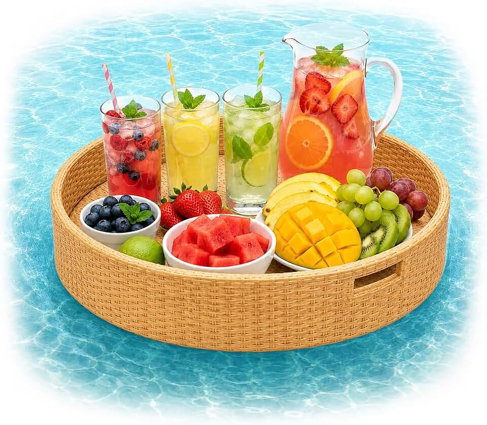 Relaxdays Schwimmendes Tablett, Natur