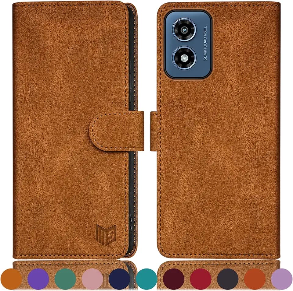 SUANPOT for Motorola Moto G 5G 2024/G Play 2024 Wallet case with RFID Blocking Credit Card Holder,Flip Book PU Leather Protective Cover Women Men for Moto G 5G 2024/G Play 2024 Phone case Light Coffee