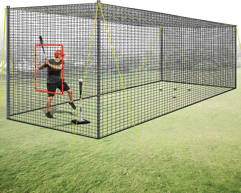 Portable Baseball & Softball Batting Cage,22 x 12 x 8FT Batting Cage Net