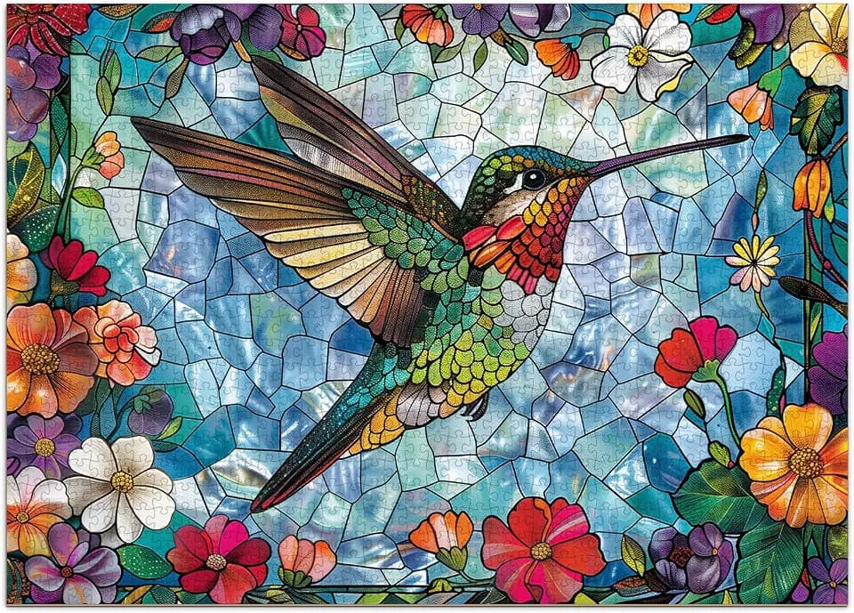 Stained Glass Hummingbird Puzzles for Adults 1000 Pieces